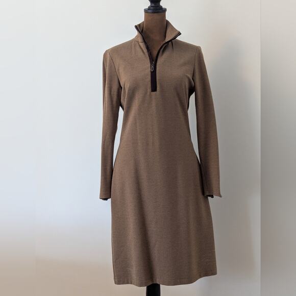 J.McLaughlin Bedford Brown Stretch Spandex Long Sleeve Stretch Knit Golf Dress S - Picture 3 of 9